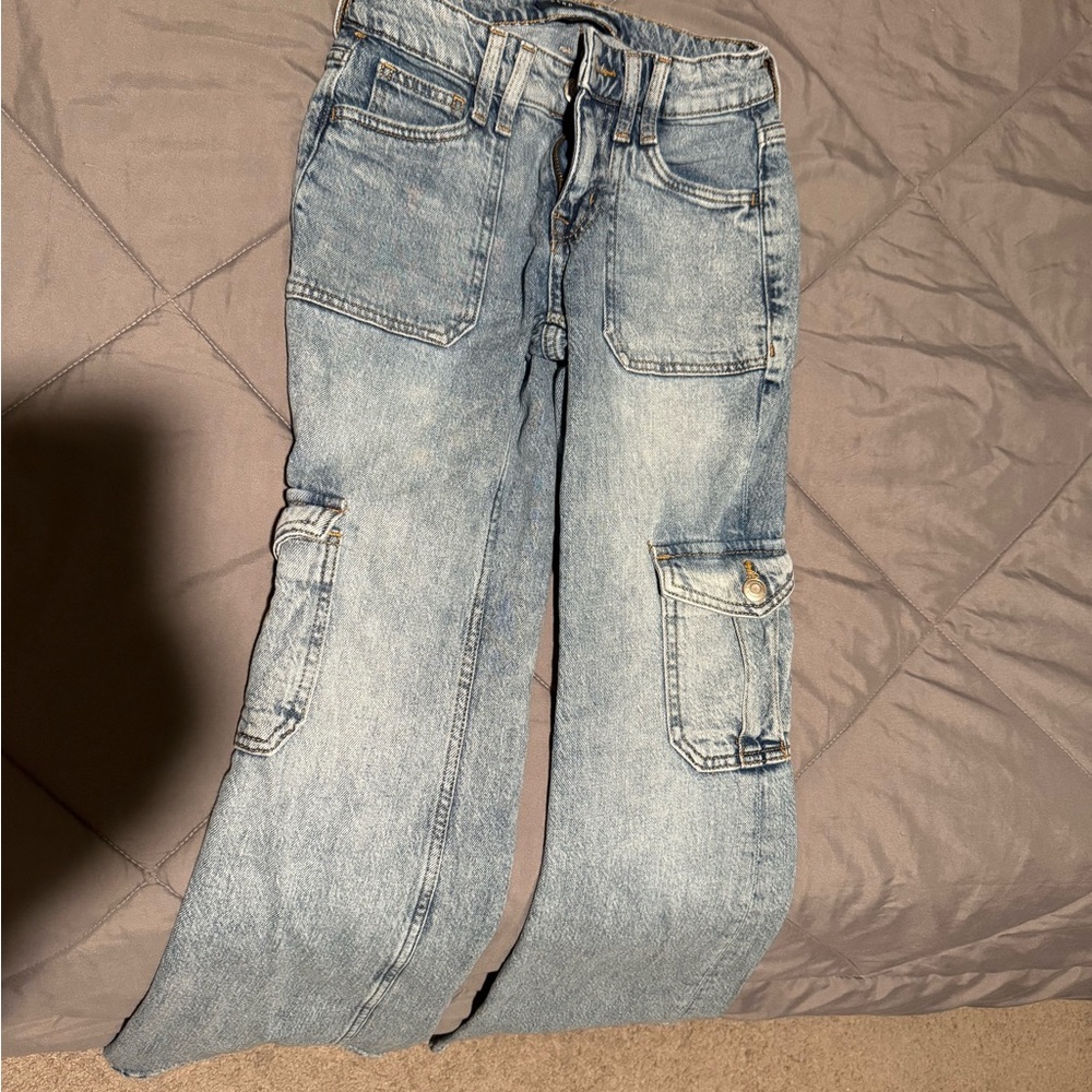 Aeropostale Light Blue Wide Leg Cargo Jeans